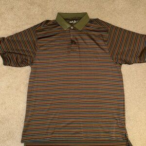 Bobby Jones Olive and Brown Striped Polo